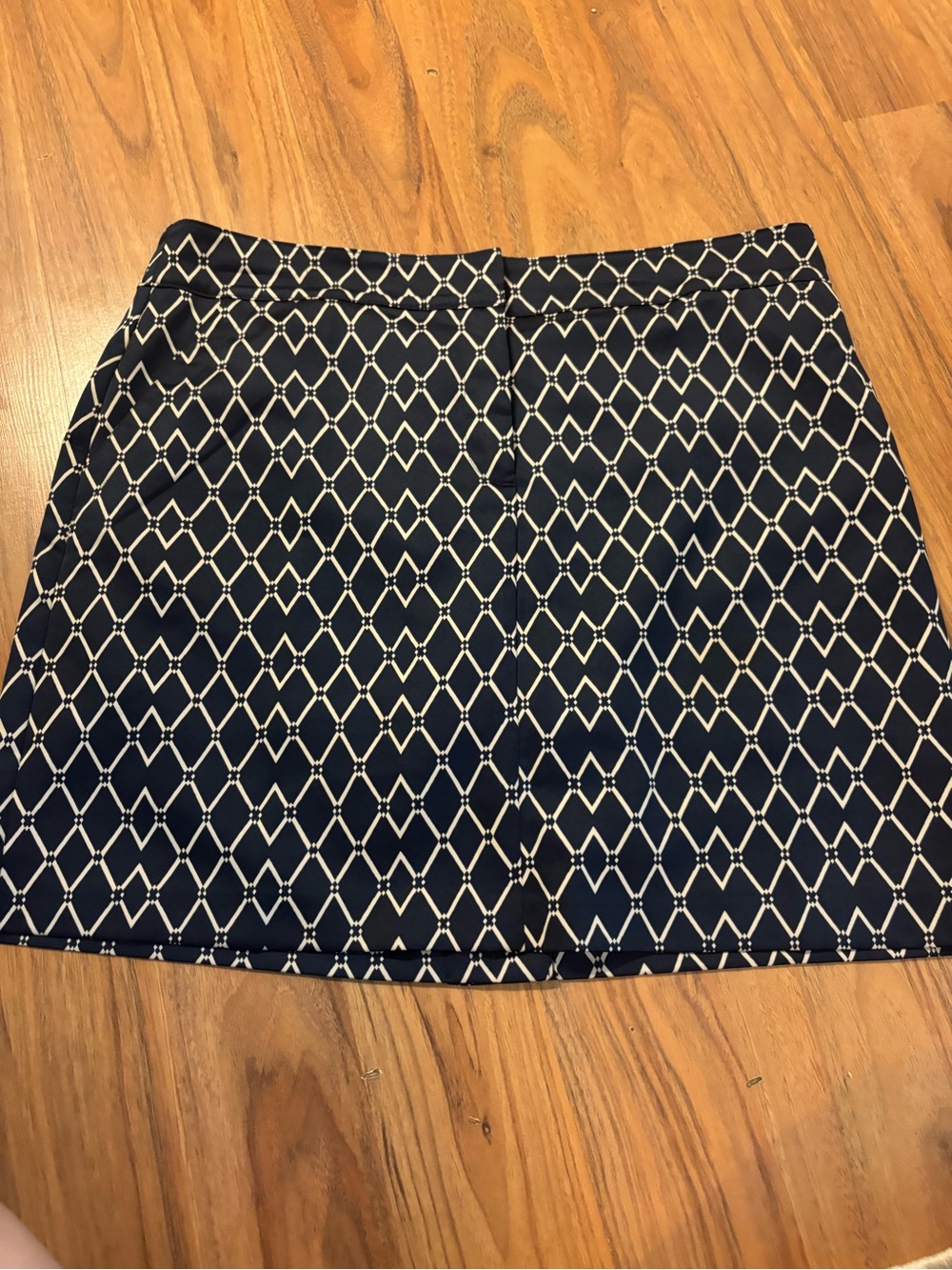Navy Geometric Print Izod Mini Skirt